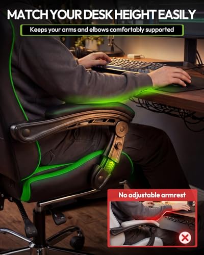 Dowinx Ergonomic Gaming Chair with Footrest & Massage Lumbar, 2D-Linkage Armrests for Computer Chair 330lbs with Headrest Pillow for Office, Home, Streaming and Long Gaming Sessions, Green - color: Green