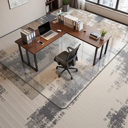 45" x 60" Glass Chair Mat for Carpet, 0.2" Thick Office Chair Mat | Heavy-Duty Tempered Glass With Crystal Clear Surface, Polished Rounded Edges Resists Scratches And Cracks For Smooth Rolling - size: 45" x 60"