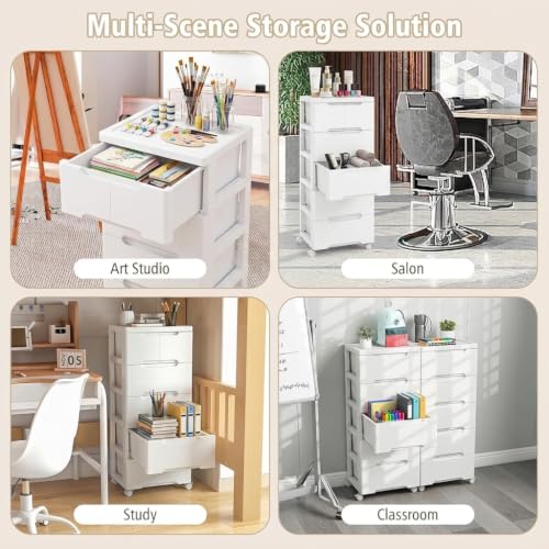 Storage Cabinet with 6 Plastic Drawers, Vertical Cart with wheels, Storage Organizer for Bedroom, Bathroom, Living Room & Office (16"L x 13"W x 38"H) - size: 16” x 13” x 38” (6 Drawers)