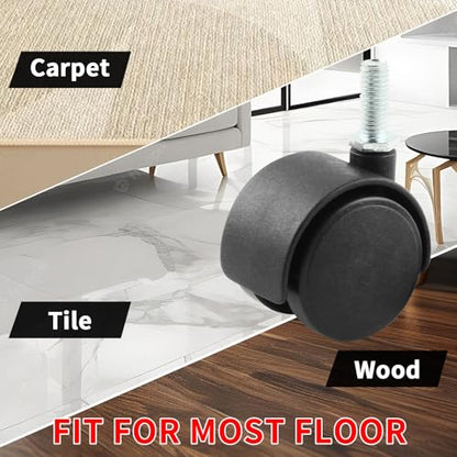 HOWDIA 1.5 Inch Swivel Caster Wheels for Cart, M8-1.25×20mm Threaded Stem Heavy Duty Casters, Nylon Wheels Replacement for Furniture, Table, Cabinet, Shelf（No Brake, 4 Pack） - style: M8 - 1.25×20mm Threaded Stem No Brake