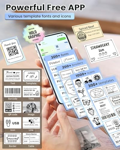 Label Maker Machine with Tape, Bluetooth 2 Inch Thermal Label Printer