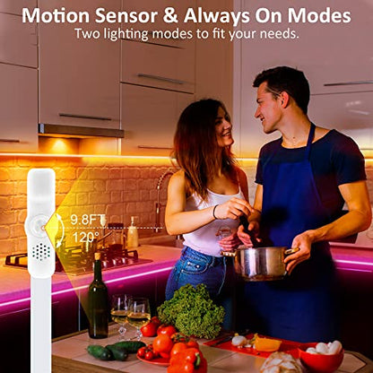 maylit 8 PCS Motion Sensor RGB Under Cabinet Lights Kit - size: 13FT with Motion Sensor