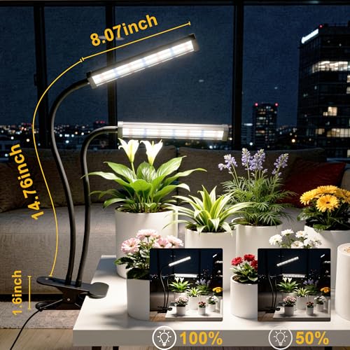 GooingTop Grow Light 100W 6000K, Super Bright White Desktop Clip Plant Lamp - size: 100Watts