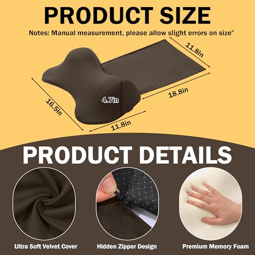 MABOZOO Neck Pillows for Recliner, Memory Foam Headrest Pillow with Non-Slip Backing and Elastic Straps, Recliner Neck Pillow for Pain Relief and Side Sleeping (Brown) - color: Brown