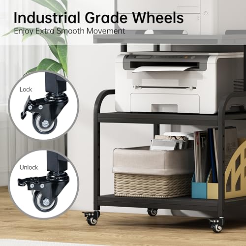 Fannova 23.6"x18.9"x30" Large Printer Stand with Adjustable Storage Shelf - color: Black, size: 23.6"W x 18.9"D x 30"H