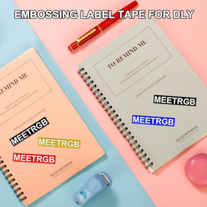 Embossed Label Maker (Includes Tape), Vintage Embossing Label Machine, Comes with 6 Rolls of 3D Embossed Labels, Suitable for Office and DIY Use—Purple