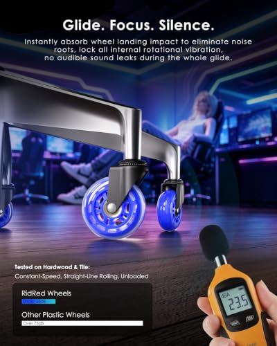 RidRed Gaming Chair Wheels - Heavy-Duty Office Chair Wheels - Replacement Rubber Casters- Universal Fit 3 Inch Chair Casters, Noise Free, Fits 98% Chair, for All Floor - color: Blue