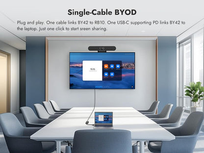 RB10 Kit 4K AI Tracking USB Video Conference Camera, All-in-One Soundbar with Built-in Mic & Speaker, 120° Wide Angle, 6m Pickup, Plug-and-Play for Small/Medium Meeting Rooms