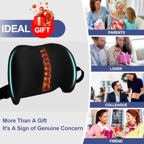 BYMECOST Lumbar Support Pillow for Car, Memory Foam Car Back Cushion - color: Black Brushed Fleece
