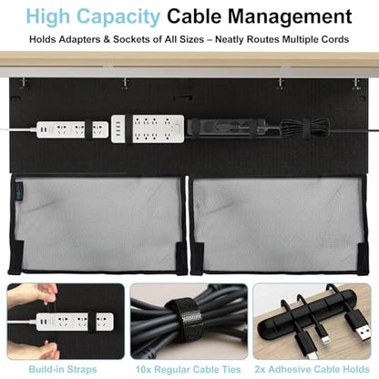 No Drill Under Desk Cable Management Privacy Panel,47.2" Felt Modesty Panel
