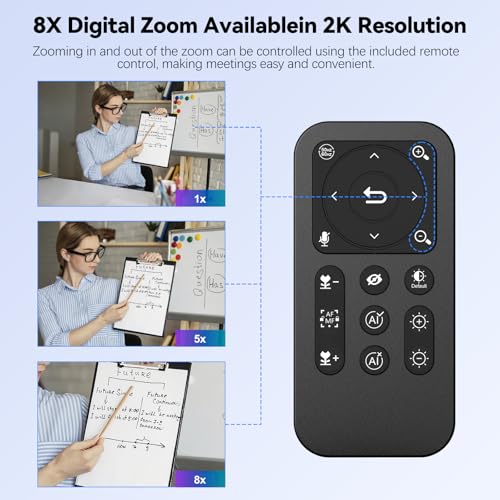2K AI Webcam USB 3.0 with HDR 8X Digital Zoom & Microphone for PC - color: Onyx Black
