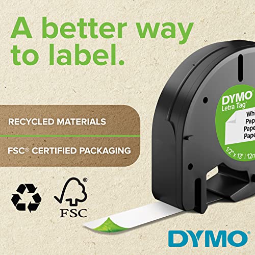 DYMO - DYM16952 Authentic LetraTag Labeling Tape for LetraTag Label Makers, Black Print on Clear pastic Tape, 1/2'' W x 13' L, 1 roll (16952) - style: Clear pastic Tape