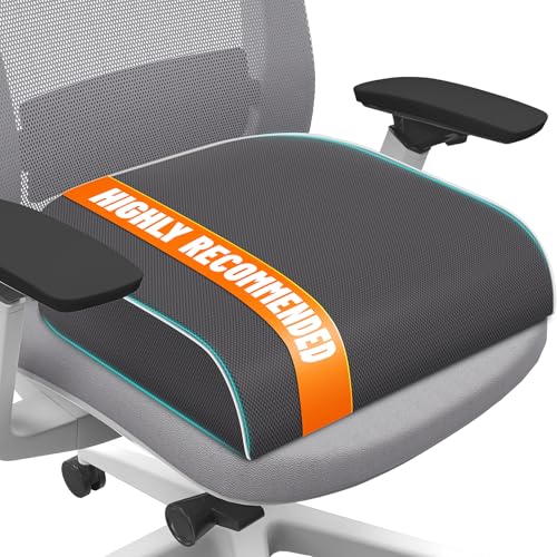 SweetSlubr Seat Cushion for Tailbone Pain Relief, Office Chair Cushion, Memory Foam Large Chair Pad with Non-Slip Cover for Soft Support at Office Chair, Car Seat, Airplane Grey/2X-Large - color: Gray, size: 2X-Large