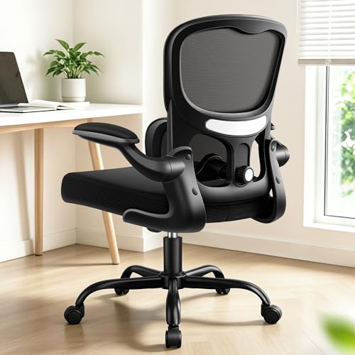 ALLGOD Ergonomic Office Chair, Breathable Mesh Ergonomic Desk Chair with Adjustable Lumbar Support, Flip-up Armrests, Computer Chairs Comfortable for Home, Office, Work, 300lbs, Black (2Pack) - color: Black, size: 2 Pack