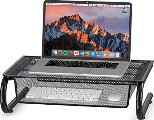 Simple Houseware Mesh Monitor Riser with Drawer, Black