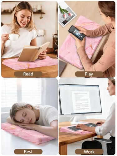 2-in-1 Ergonomic Keyboard Stand with Wrist Rest, Pink Marble - color: Pink Marble
