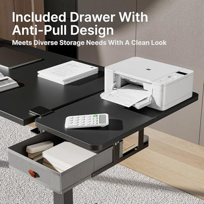 PEGZONE Desk Extender Tray, 24" x 12", with Storage Drawer, Medium, Black - color: Black, size: Medium