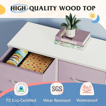 WLIVE 7 Drawer Dresser TV Stand, Entertainment Center, Media Console Table with Metal Frame and Wood Top for TV up to 45 inch, Chest of Drawers for Bedroom, Living Room, Purple - color: Purple