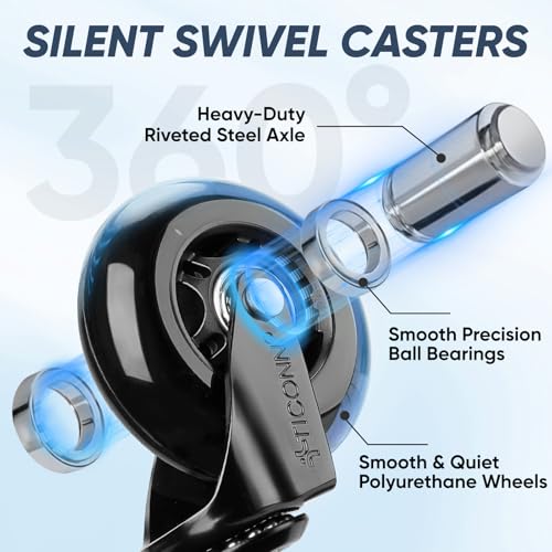 TICONN Office Chair Caster Wheels Set of 5 for Tile, Hardwood Floors and Carpets, Universal Fit for Most Chairs (Blue) - style: Blue