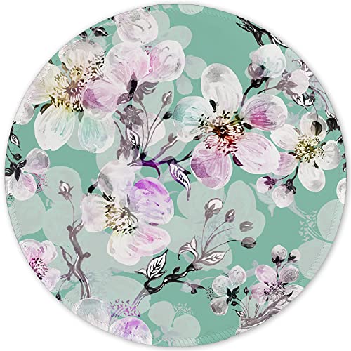 ITNRSIIET Round Mouse Pad with Stitched Edge Premium-Textured Waterproof Non-Slip Rubber Base Desktop Protection Mat Diameter 8.7 inches, Beautiful Flower Art - color: Beautiful Flower Art