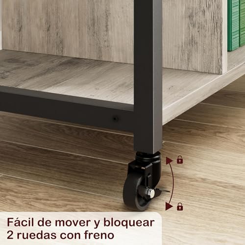 Garvee 3-Tier Printer Stand, Rolling Under Desk Printer Cart with Lockable Wheels, Industrial Mobile Printer Table with Power Outlets, USB Ports & Paper Storage Shelf for Home, Office, Retro Gray - color: Retro Gray