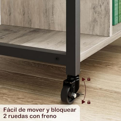 Garvee 3-Tier Printer Stand, Rolling Under Desk Printer Cart with Lockable Wheels, Industrial Mobile Printer Table with Power Outlets, USB Ports & Paper Storage Shelf for Home, Office, Retro Gray - color: Retro Gray