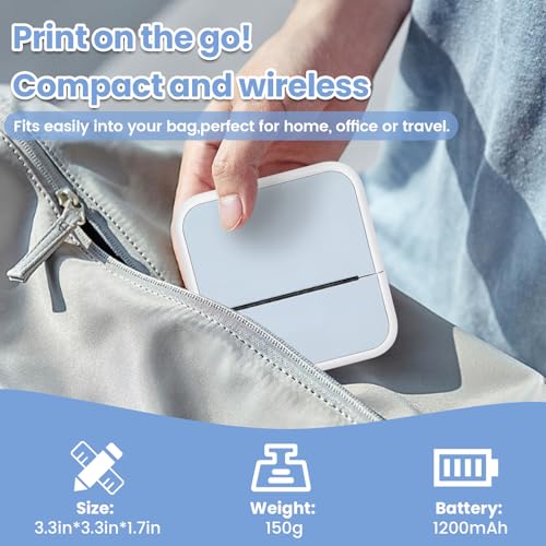 Sticker Printer with 4 Roll Paper Portable Inkless Printer - Blue - color: Blue