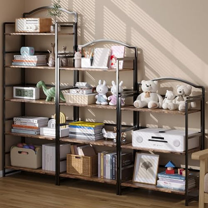 JSB 4 Tier No Assembly Folding Bookshelf, Arched Bookshelf, Foldable Bookcase for Living Room, Bedroom, Office,Skinny Bookshelf (Fire Brown) - color: Fire Brown, size: 4-Tier