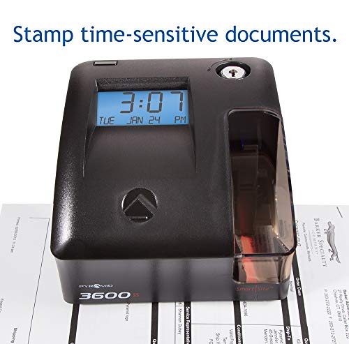 Pyramid Time Systems - 3600SS Dual Function Time Clock and Document Stamp | With SmartSite LED Alignment and Tri-View Window, Includes 25 Time Cards, Ribbon, 2 Security Keys - size: 5.47 x 6.5 Inch, style: Smart Site Alignment
