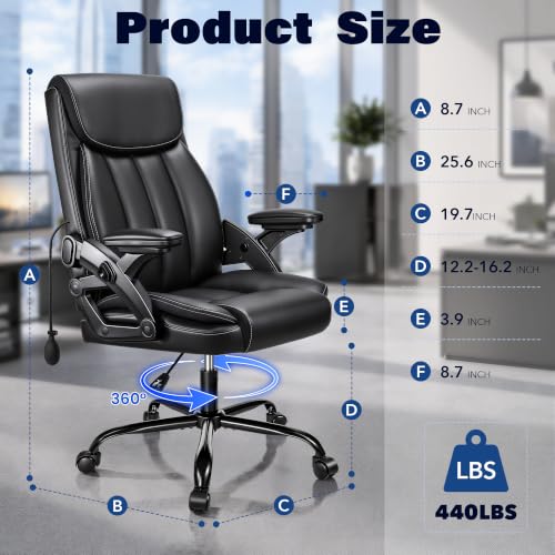 Ylzyxal Ergonomic Office Chair with Airbag Lumbar Support & Armrest, 90°-160° Recline Rolling Chair 440lb Capacity, Executive Office Desk Chairs Breathable Leather, Computer Chair with Silent Wheels - color: Black