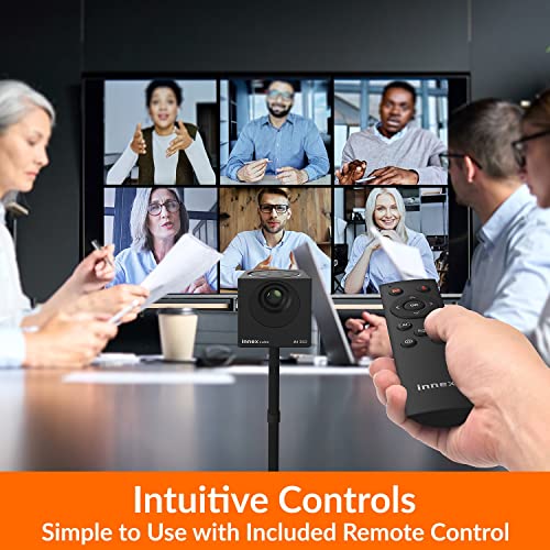 Innex Cube 4K 360 Degree Video Conference Camera with Multiple AI Modes, Dual Omnidirectional Mics, Remote, Plug and Play Conference Room Webcam for Zoom, Microsoft Teams, Open Space, Meeting Room - style: View Angle 360-degree