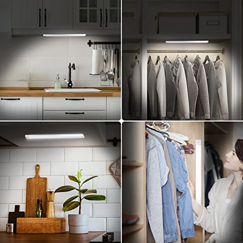 BLS 84 LED Closet Lights - Battery Powered, Super Bright Under Cabinet Lighting with Motion Sensor, Wireless, 3200mah Rechargeable Battery, 120 Days Run Time - color: 5500K Daylight White-17 inches-1 Pack