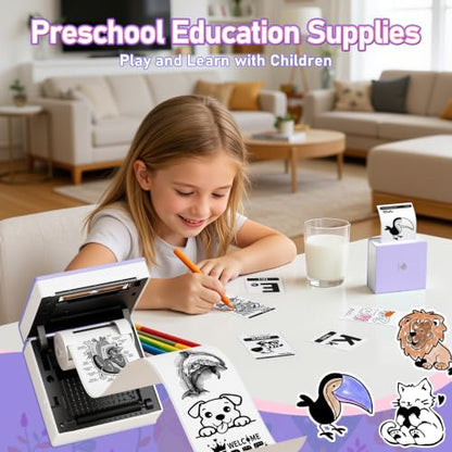 Phomemo Mini Thermal Printer with 3 Rolls Paper, Inkless Bluetooth Printer | Mini Printer Sticker Maker, Mini Sticker Printer, Sticker Printer Maker, Mini Impresora Portátil for Gifts/DIY/Study - color: Purple