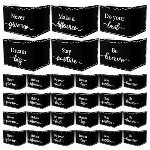 Honoson 24 Pcs Inspirational Privacy Folders for Students | Cardboard Desk Shields with Motivational Words, 6 Designs for Classroom Study, Tri-fold Exam Dividers, Bulk Test Boards - style: Minimalism
