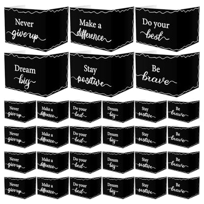 Honoson 24 Pcs Inspirational Privacy Folders for Students | Cardboard Desk Shields with Motivational Words, 6 Designs for Classroom Study, Tri-fold Exam Dividers, Bulk Test Boards - style: Minimalism
