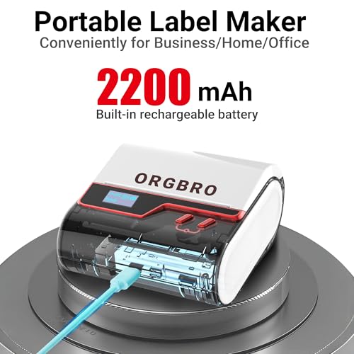 ORGBRO Label Maker Machine, Z3 Barcode Label Printer, 3 Inch Bluetooth Thermal Label Maker for Address, Small Business, Kids School Items, Large Sticker - color: Red