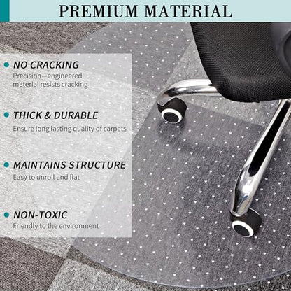 BesWin Office Chair Mat for Carpet, 36'' x 36'' Round, Heavy Duty - size: 36" X 36" Round (for Carpet)