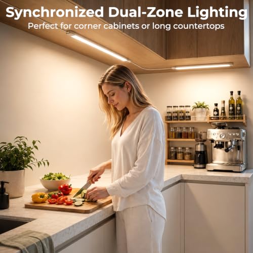 ASOKO LED Under Cabinet Lighting, Plug-in Integrated 2-Bar Under Counter Lights with On Off Switch, 1400LM Bright Linked ETL Light Bar 4500K Daylight White for Kitchen Cabinets, Shelves, Workbench - color: Daylight White, size: 16 Inch 2-Bar 1-Pack