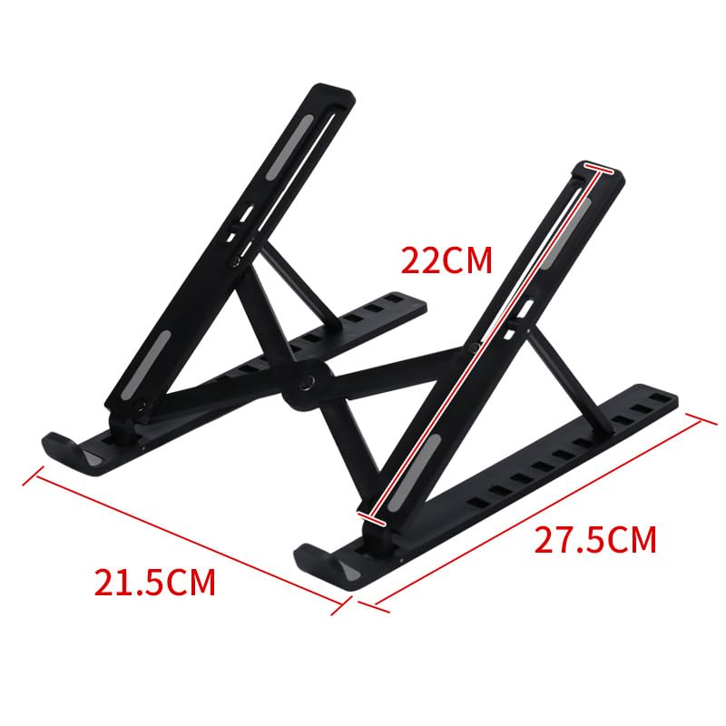 Laptop Stand for Desk, Adjustable Foldable Portable Laptop Riser, ABS+Silicone Ventilated Cooling Notebook Holder for 10-17.3” Laptops & Tablets (Black) - color: Black