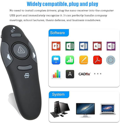 Wireless Presentation Remote Control, PPT Flip Pen,Projection Pen,Business Office Presentation Pen, USB Receiver, Compatible with PowerPoint Excel Word, for Business Meetings Lectures