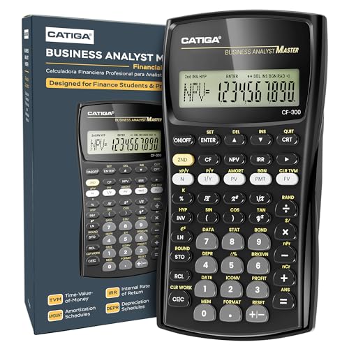 CATIGA Financial Calculator Business Analyst Master, TVM, IRR, NPV, Cash Flow, Amortization & Break-Even, Perfect for Real Estate, Banking, Accounting & Finance Professionals, 10-Digit LCD, CF-300
