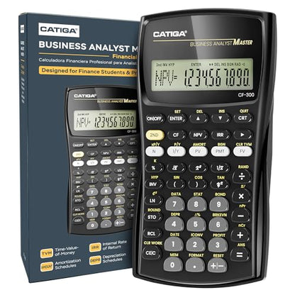 CATIGA Financial Calculator Business Analyst Master, TVM, IRR, NPV, Cash Flow, Amortization & Break-Even, Perfect for Real Estate, Banking, Accounting & Finance Professionals, 10-Digit LCD, CF-300