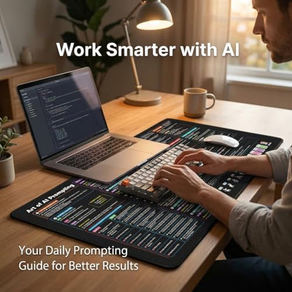 Chat GPT Cheat Sheet Desk Mat | How to Write an Effective Prompt Using Chatgpt, Copilot Cheat Sheet Lambock New Version Large Desk Pad for Keyboard and Mouse | 16x32 in NEW - size: 32" x 16"