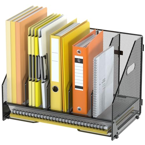 Docnest Mesh Desk File Organizer, 5 Vertical Compartment Box Sorter, Black - color: Blck-5 Compartments