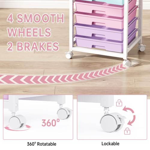 SYKIARIOL Rolling Storage Cart with Drawers, 8 Drawers Cart, Ice Cream - color: Ice Cream