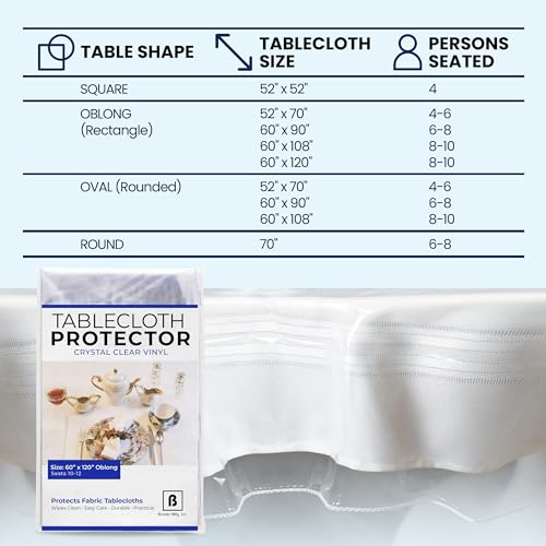 Broder Heavy Duty Clear Plastic Table Cover Protector Rectangle 60x120 – Waterproof, Oil Proof, Wipeable Vinyl Tablecloth Protector, Thick PVC, for Dining Room, Kitchen, Desk, Office, Everyday Use - size: 120" x 60" (Rectangular)