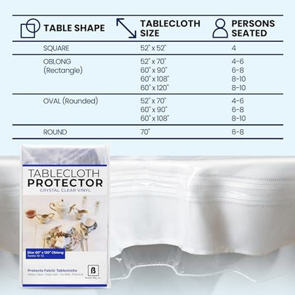 Broder Heavy Duty Clear Plastic Table Cover Protector Rectangle 60x120 – Waterproof, Oil Proof, Wipeable Vinyl Tablecloth Protector, Thick PVC, for Dining Room, Kitchen, Desk, Office, Everyday Use - size: 120" x 60" (Rectangular)