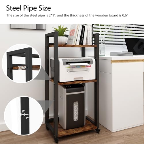 Natwind 3-Tier Tall Printer Stand,Shredder Stand Computer Host Holder,Retro - color: Retro