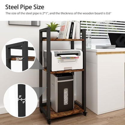 Natwind 3-Tier Tall Printer Stand,Shredder Stand Computer Host Holder,Retro - color: Retro