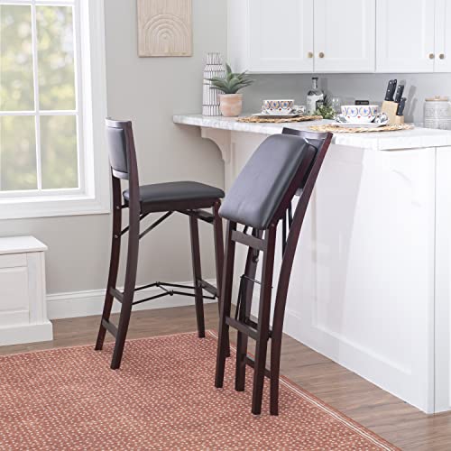 Linon Keira Pad Back Folding Bar Stool - color: Merlot/Brown, style: Bar Stool